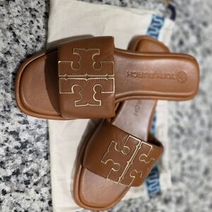 Tory Burch Brown Slide Sandals